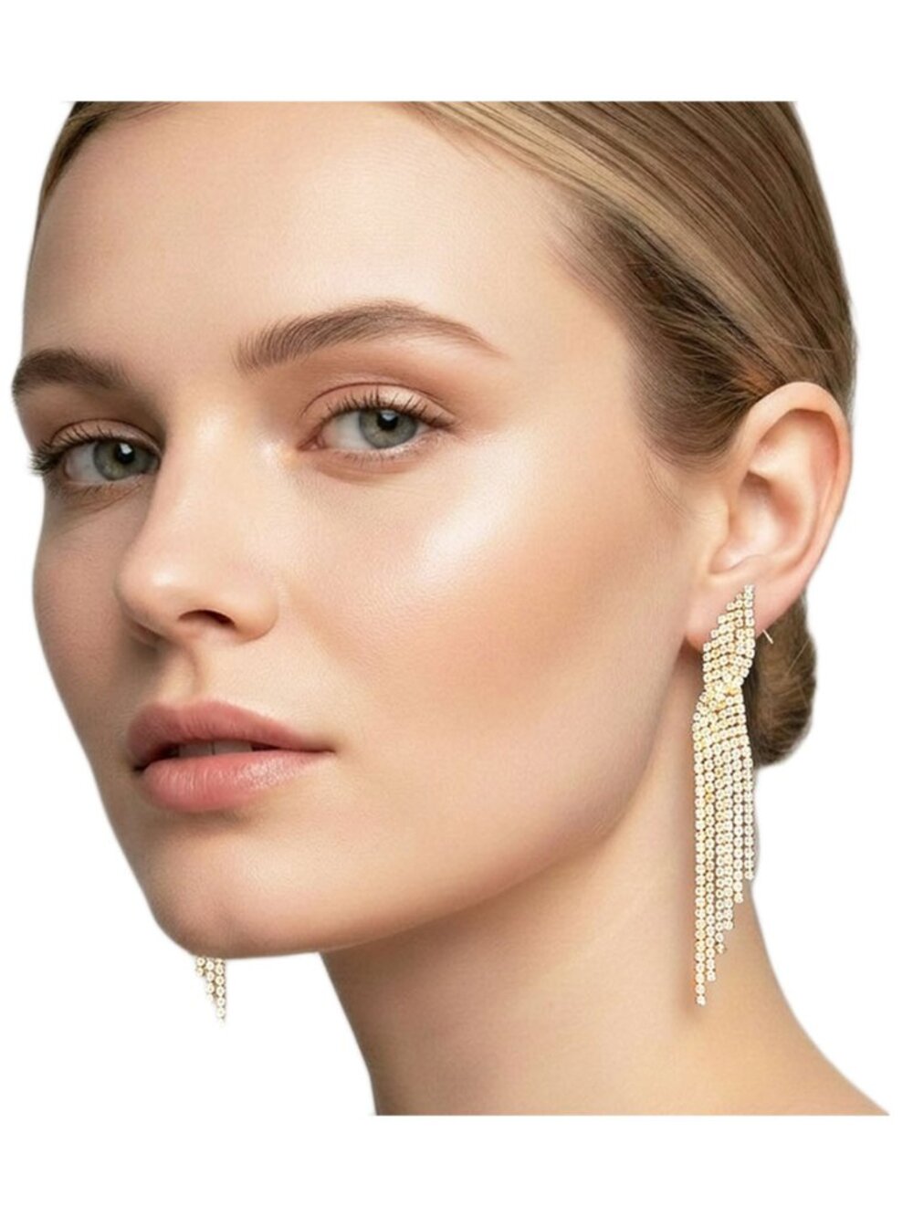 Tigerstars Gold Rhinestone Pave Evening Earrings